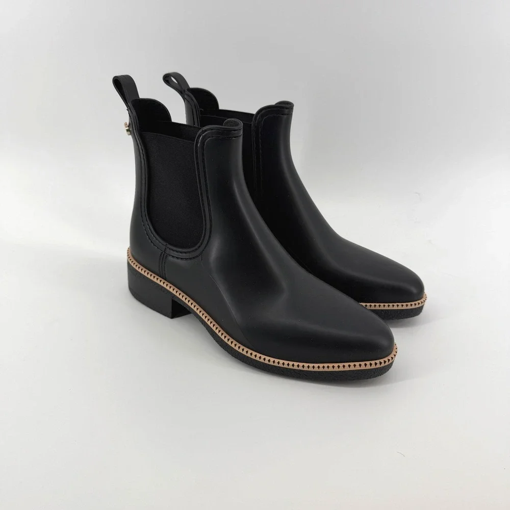 Lemon Jelly City Black Matte Chelsea Rain Boots Women Size 41 EU 10 US